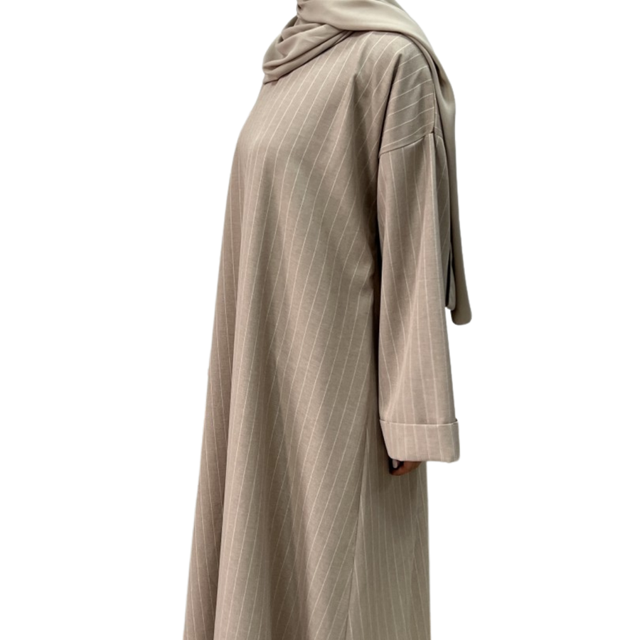 abaya strepen beige noenshop