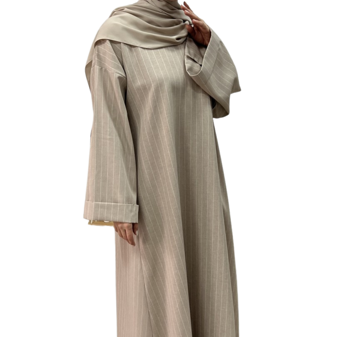 abaya strepen beige noenshop