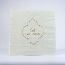 Load image into Gallery viewer, Eid mubarak servetten wit goud feest

