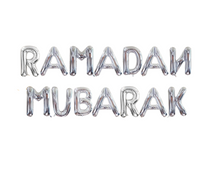 Load image into Gallery viewer, Ramadan Mubarak folieballonen slinger zilver
