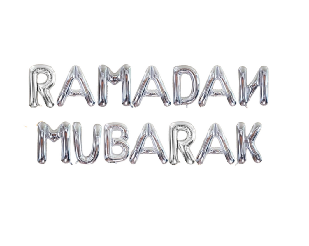 Ramadan Mubarak folieballonen slinger zilver