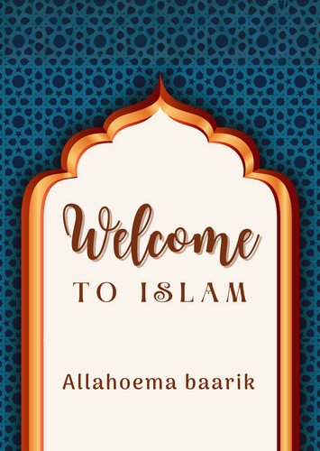 Welcome to islam bekeerling bekeren wenskaart kaart kaarten nieuw islaam welkom 