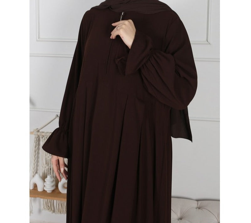 abaya met rits donkerbruin