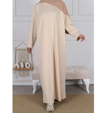 Load image into Gallery viewer, sweater abaya dress beige
