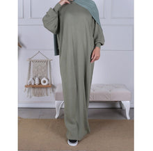 Load image into Gallery viewer, balloon sleeve abaya pastel green
