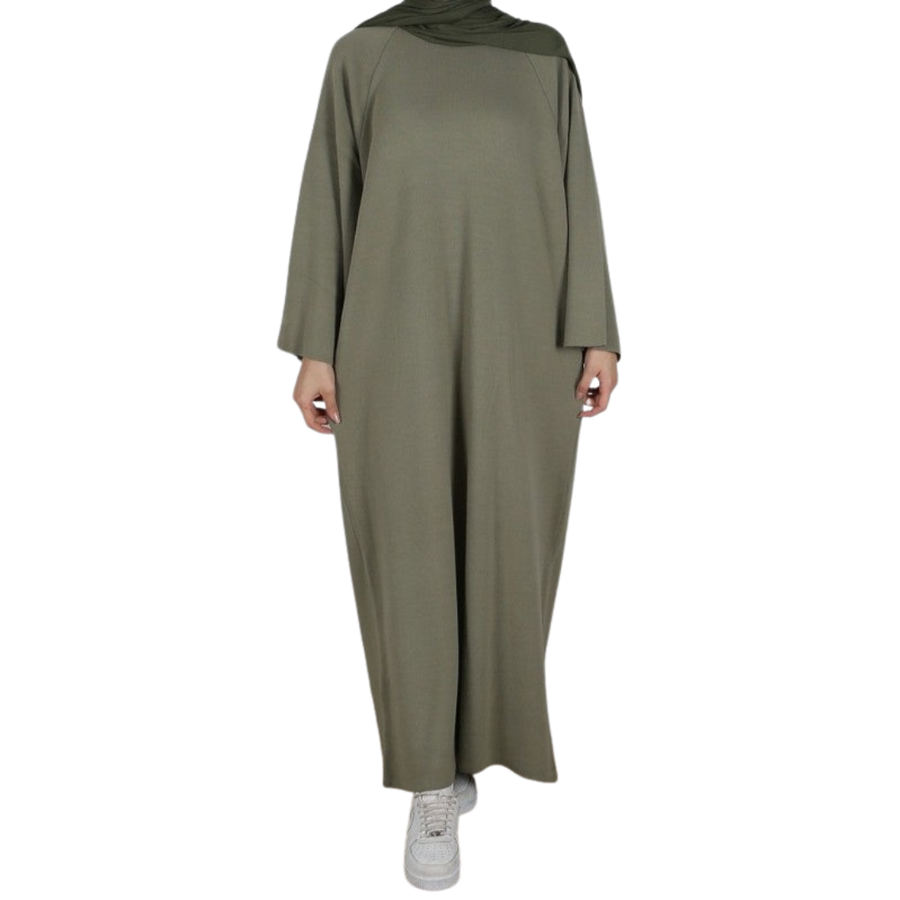 knitted abaya dress groen winter noenshop