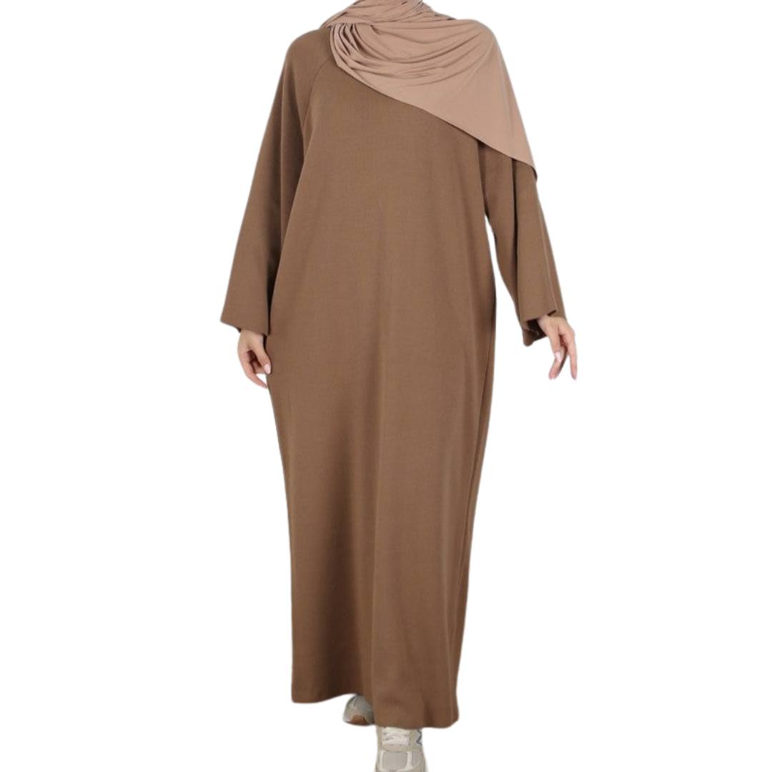 knitted abaya dress taupe winter noenshop