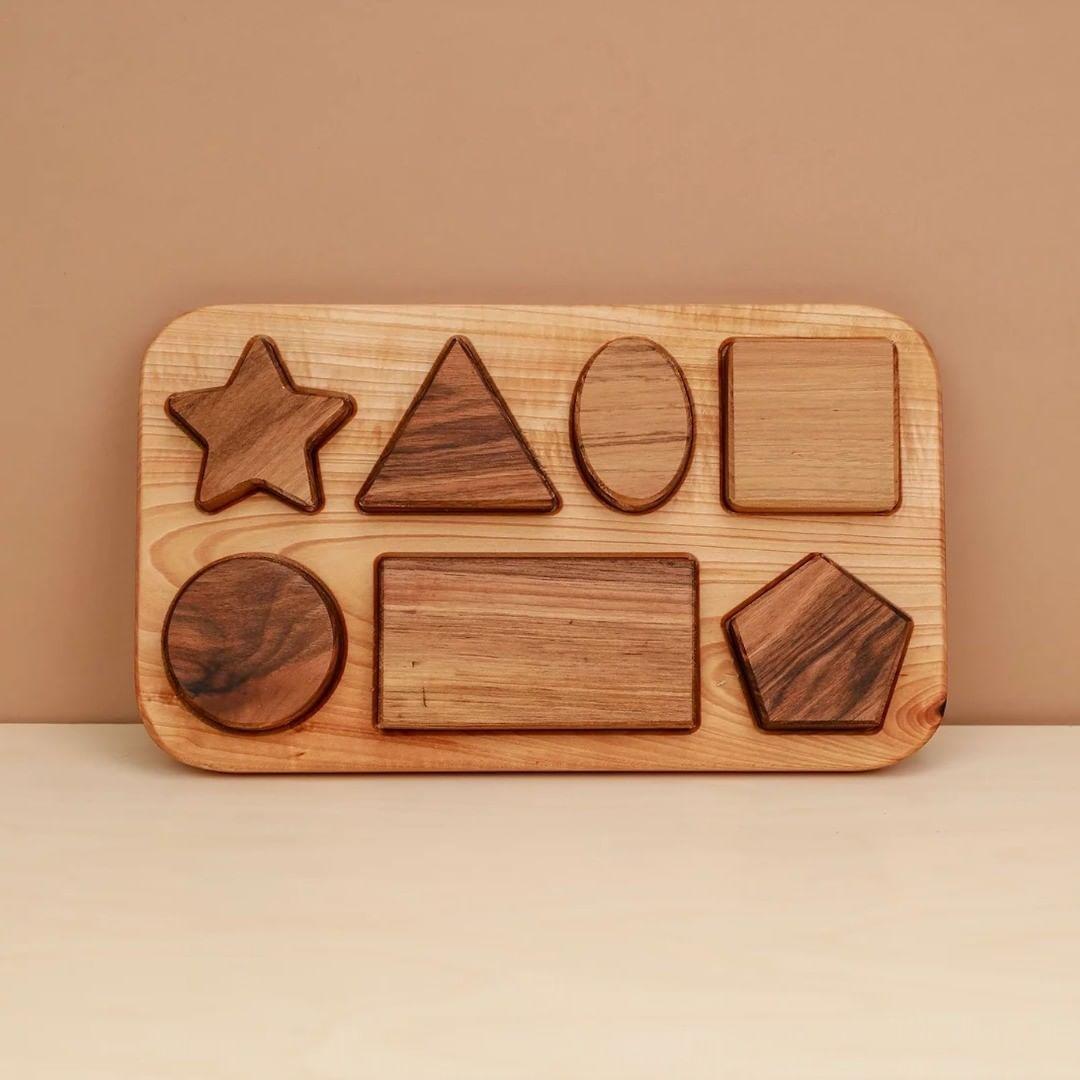 Houten geometrische puzzel handgemaakt