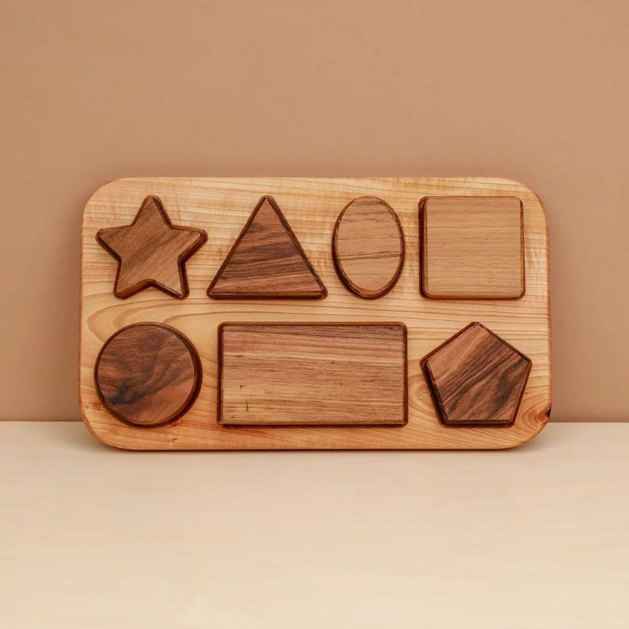 Houten geometrische puzzel handgemaakt